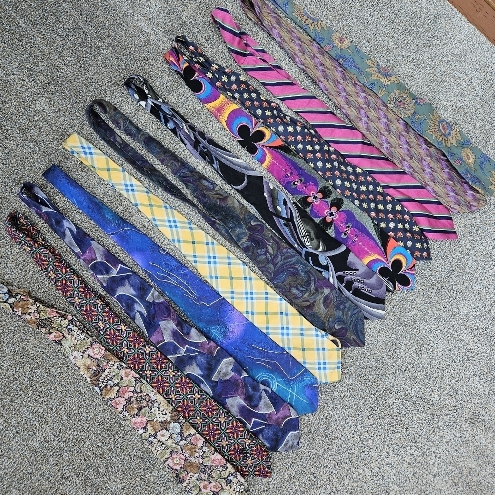 Tie Lot 12 Vintage Mens Neck Ties Colorful Business Variety - Picture 6 of 13